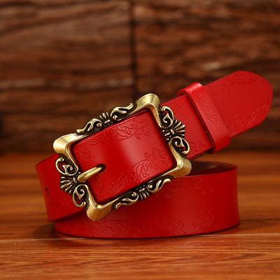 Curea de dama cu imprimeu pe toata lungimea si cu catarama diferita