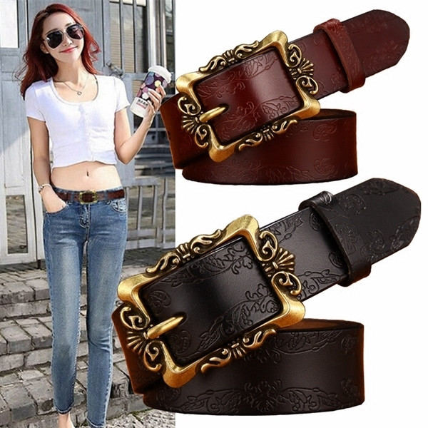 Curea de dama cu imprimeu pe toata lungimea si cu catarama diferita