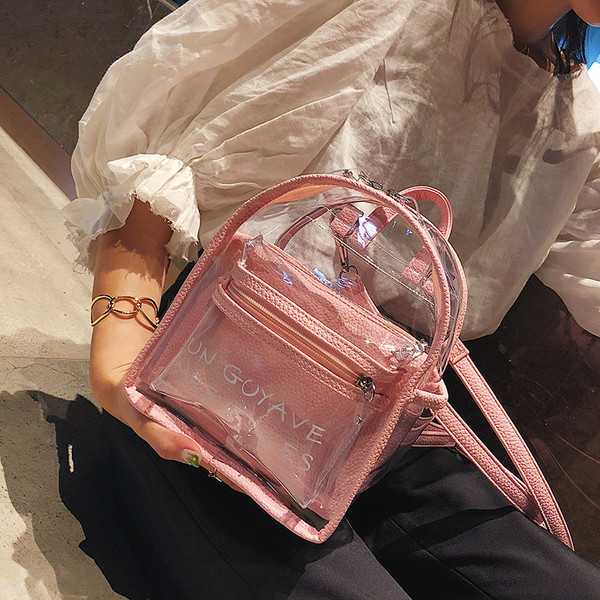 Rucsac de dama cu elemente transparente in mai multe culori