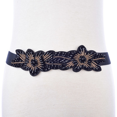 Curea de dama cu decor floral si margele decorative