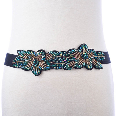 Curea de dama cu decor floral si margele decorative