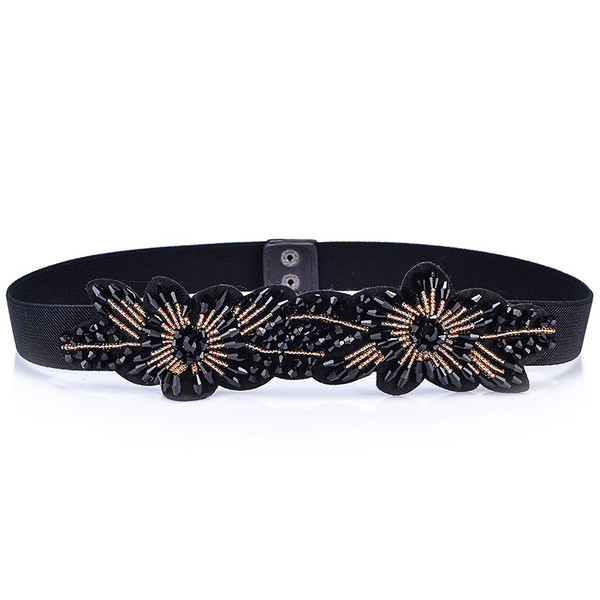 Curea de dama cu decor floral si margele decorative