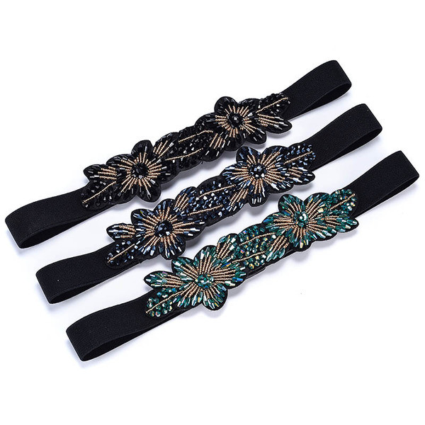 Curea de dama cu decor floral si margele decorative