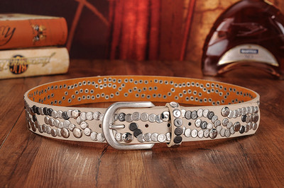 Curea moderna de dama cu decor metalic