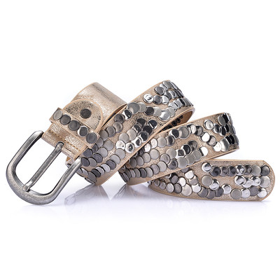 Curea moderna de dama cu decor metalic