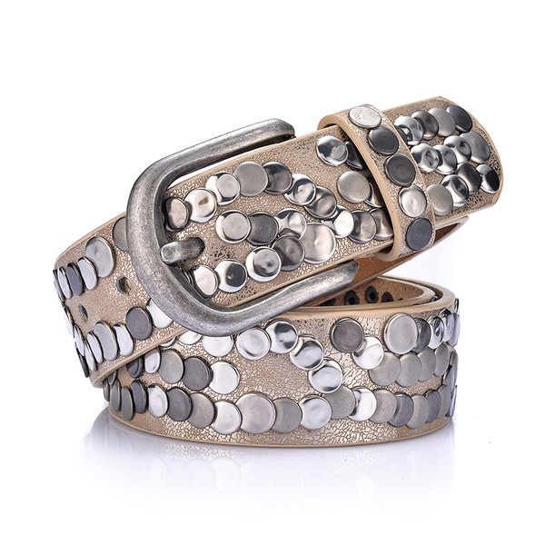 Curea moderna de dama cu decor metalic