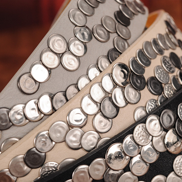 Curea moderna de dama cu decor metalic