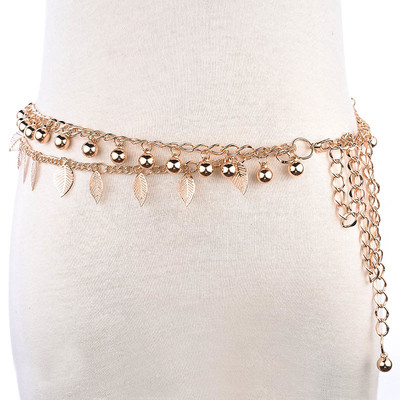 Women`s belt chain with metal pendants