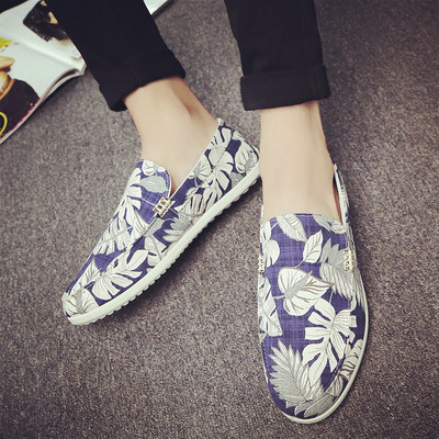 Mocasini moderni pentru barbati cu motive florale in doua culori