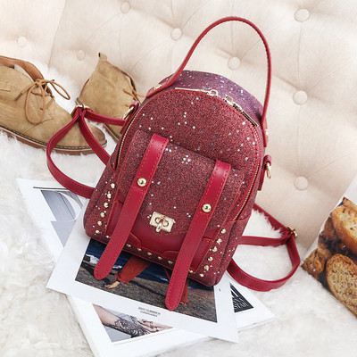 Малка дамска раница с брокат в четири цвята