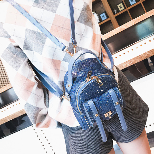 Малка дамска раница с брокат в четири цвята