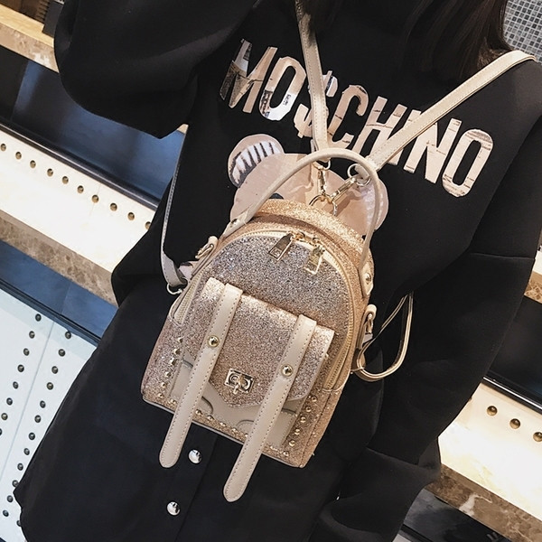 Малка дамска раница с брокат в четири цвята