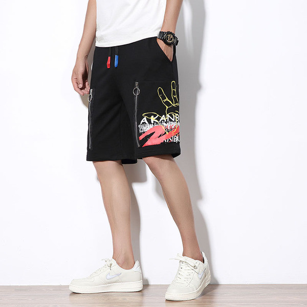 Pantaloni scurți sport casual cu aplicație