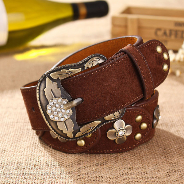 Curea de dama din piele ecologica cu decor metalic