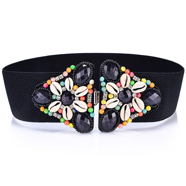 Дамски еластичен колан с декоративни мъниста