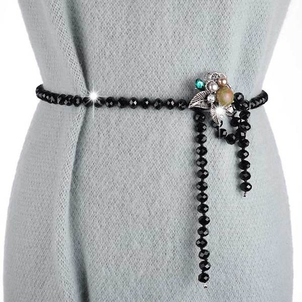 Дамски тънък колан с метална закопчалка във формата на цвете