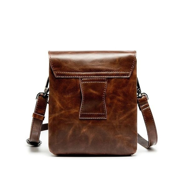 Geantă bărbătească mică, ușoară, din imitație de piele maro