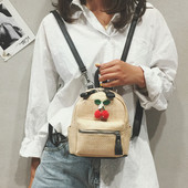 Μικρό δερμάτινο γυναικείο σακίδιο σε δύο χρώματα με 3D διακόσμηση