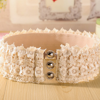 Curea elastica eleganta de dama cu dantela in trei culori