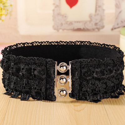 Curea elastica eleganta de dama cu dantela in trei culori