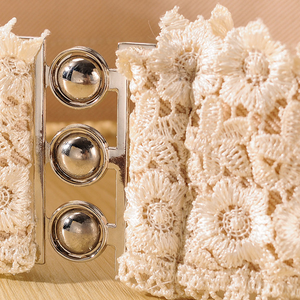 Curea elastica eleganta de dama cu dantela in trei culori