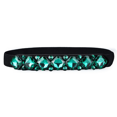 Curea de dama neagra cu pietre decorative colorate