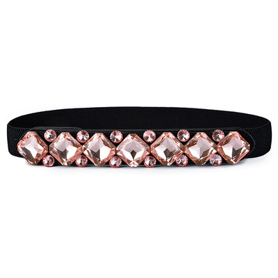 Curea de dama neagra cu pietre decorative colorate