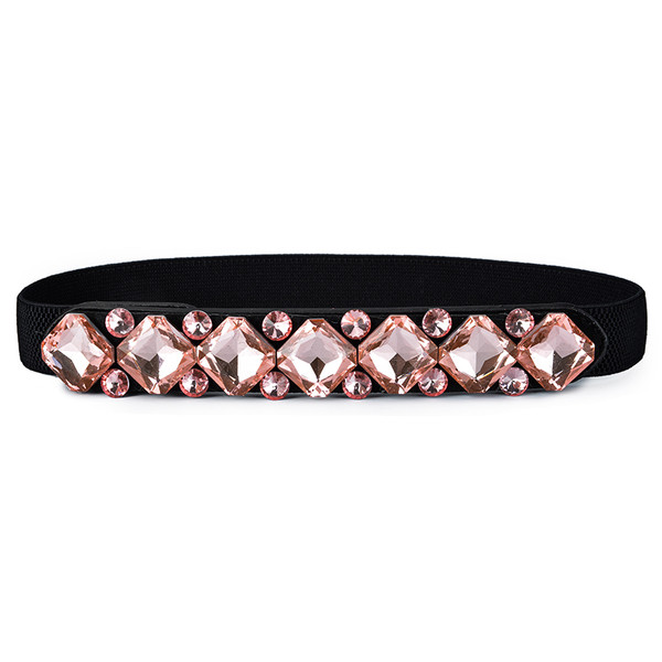 Curea de dama neagra cu pietre decorative colorate