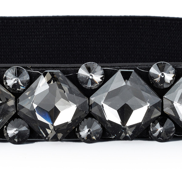 Curea de dama neagra cu pietre decorative colorate