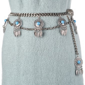Lant de curea retro dama cu pandantive si pietre decorative