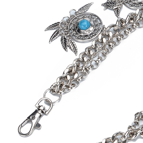 Lant de curea retro dama cu pandantive si pietre decorative