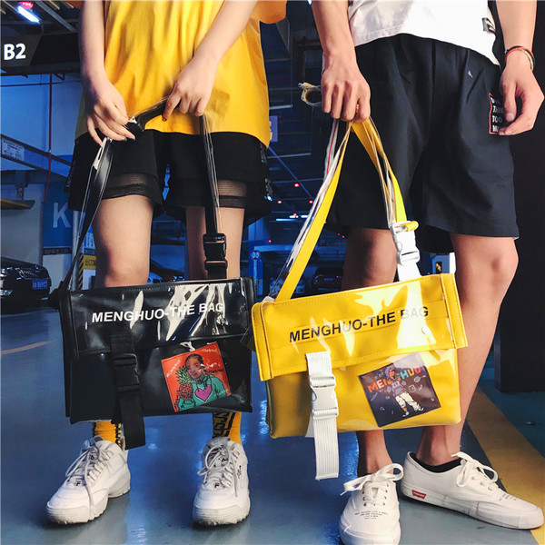 Geantă de umăr cu inscripție și aplicație potrivită pentru femei și bărbați