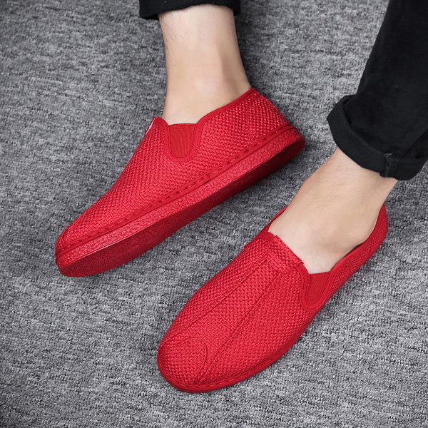 Mocasini casual pentru bărbați în negru, roșu și alb