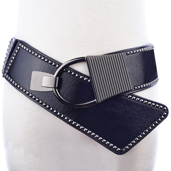 Curea de dama din piele lacuita cu decor metalic in doua modele