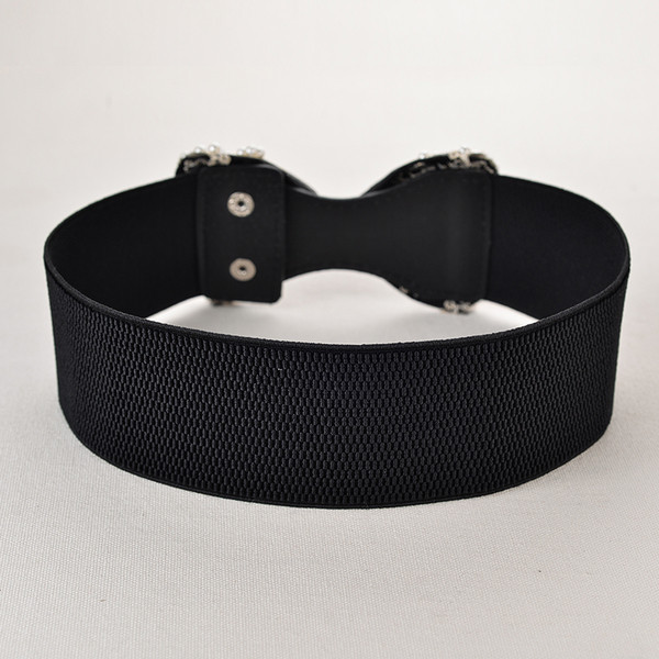 Curea elastica dama cu element panglica cu perle decorative si broderie