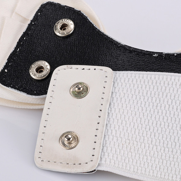 Curea elastica dama cu element panglica cu perle decorative si broderie