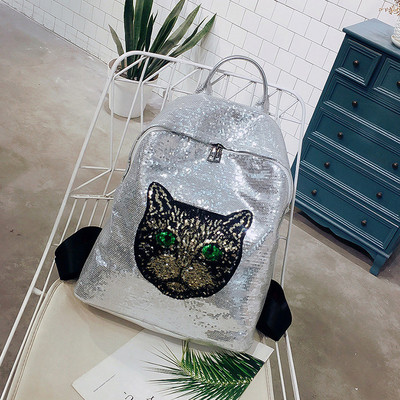 Μεγάλο γυναικείο σακίδιο με πούλιες και κεντήματα σε τρία χρώματα