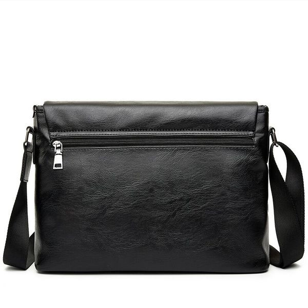 Geantă casual neagră pentru bărbați din piele ecologică