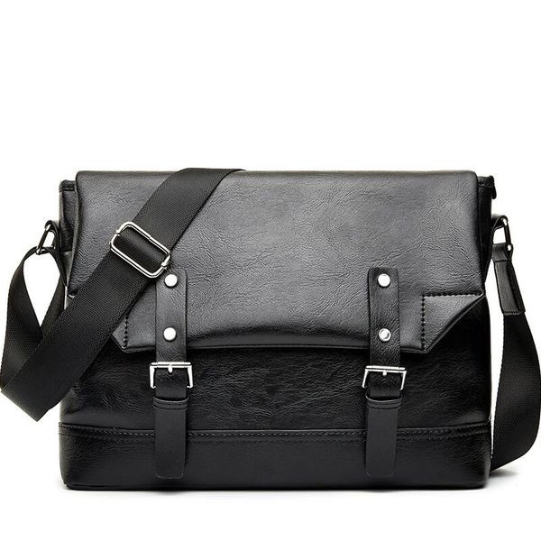 Geantă casual neagră pentru bărbați din piele ecologică