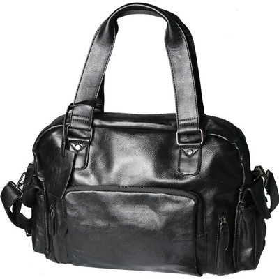 Δερμάτινη ανδρική τσάντα σε μαύρο χρώμα