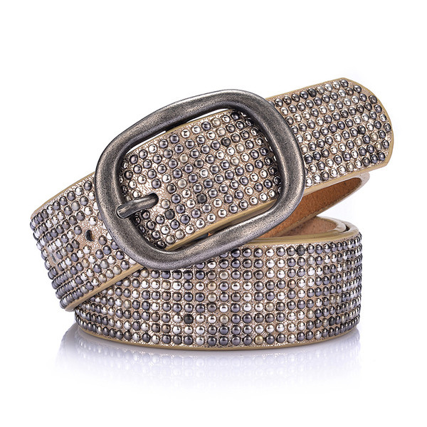 Curea de dama din piele cu nituri metalice