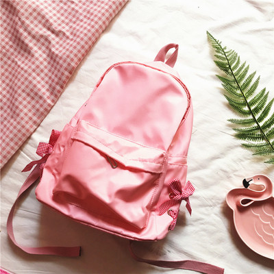 Rucsac de damă de zi cu zi cu o panglică decorativă în roz și negru