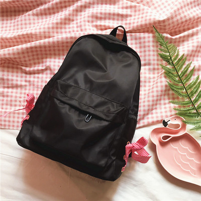 Rucsac de damă de zi cu zi cu o panglică decorativă în roz și negru