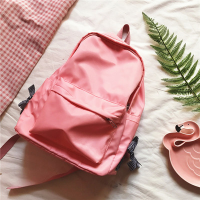 Rucsac de damă de zi cu zi cu o panglică decorativă în roz și negru