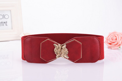 Γυναικεία ελαστική καθημερινή ζώνη με στοιχεία από οικολογικό δέρμα και μεταλλική πόρπη