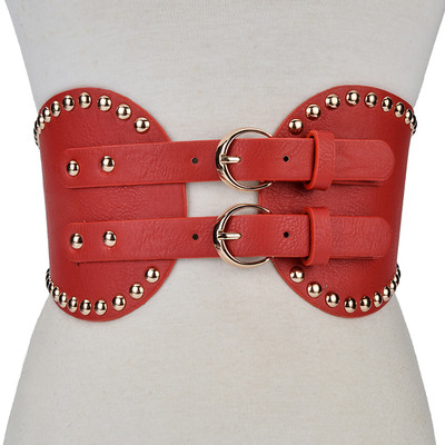 Curea casual de dama din piele cu nituri metalice