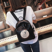 Rucsac de damă din piele ecologică cu aplicație și inscripție în trei culori