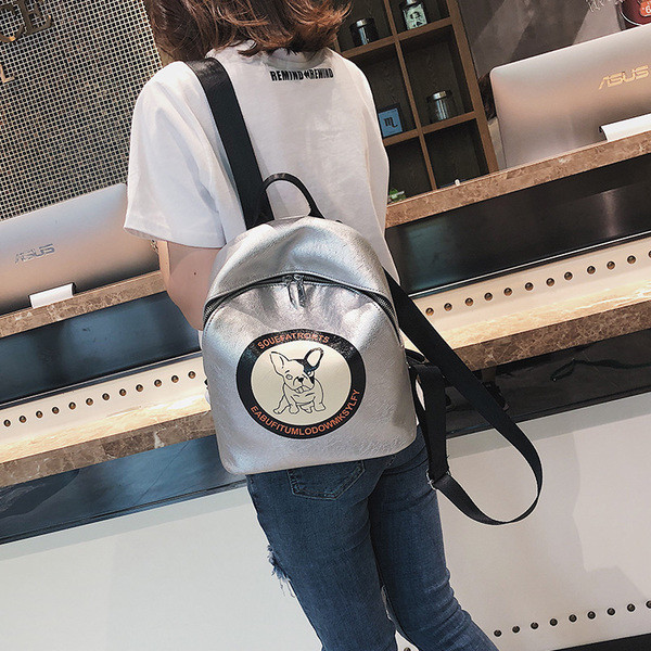 Rucsac de damă din piele ecologică cu aplicație și inscripție în trei culori