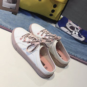 Mocasini moderni de dama cu sireturi in doua culori