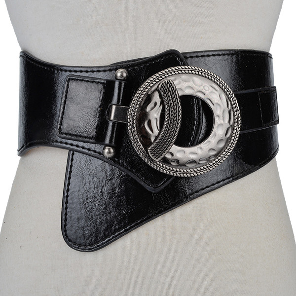 Curea de dama din piele ecologica cu catarama metalica rotunda